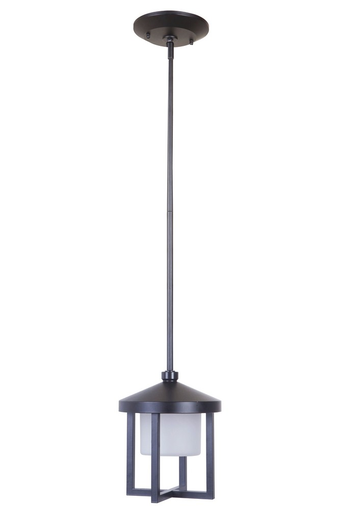 Craftmade Lighting-Z9211-MN-LED-Alta - 8.5W 1 LED Medium Outdoor Pendant in Transitional Style - 7.5 inches wide by 8.75 inches high   Midnight Finish with White Frosted Glass