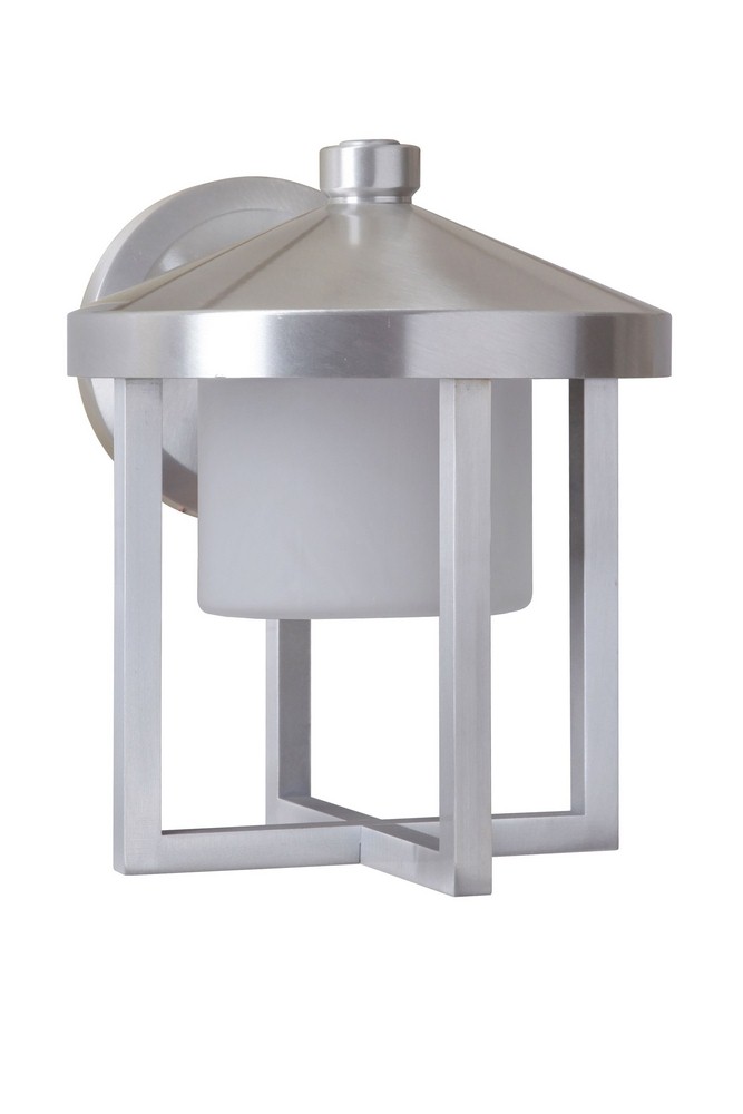 Craftmade Lighting-Z9214-SA-LED-Medium Outdoor Wall Lantern Aluminum Approved for Wet Locations in Transitional Style - 7.5 inches wide by 8.75 inches high   Satin Aluminum Finish with White Frosted G