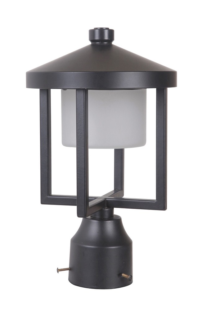 Craftmade Lighting-Z9215-MN-LED-Alta - 8.5W 1 LED Medium Outdoor Post Lantern in Transitional Style - 7.5 inches wide by 12.5 inches high   Midnight Finish with White Frosted Glass