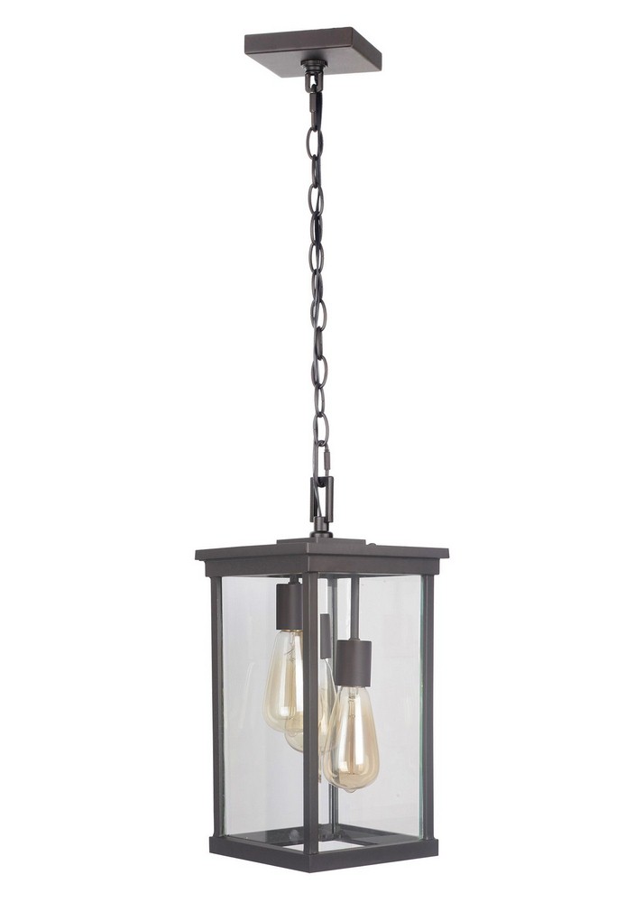 Craftmade Lighting-Z9721-OBO-Riviera III - Three Light Large Outdoor Pendant in Modern Style - 8 inches wide by 16.1 inches high   Oiled Bronze Finish with Clear Beveled Glass