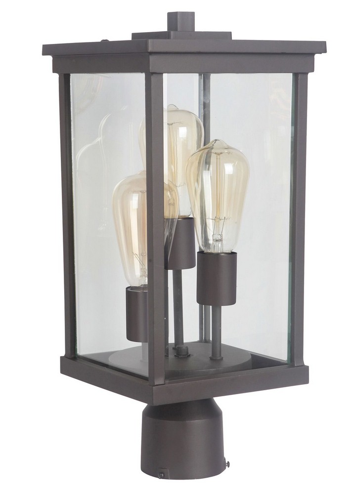 Craftmade Lighting-Z9725-OBO-Riviera III - Three Light Large Outdoor Post Lantern   Oiled Bronze Finish with Clear Beveled Glass