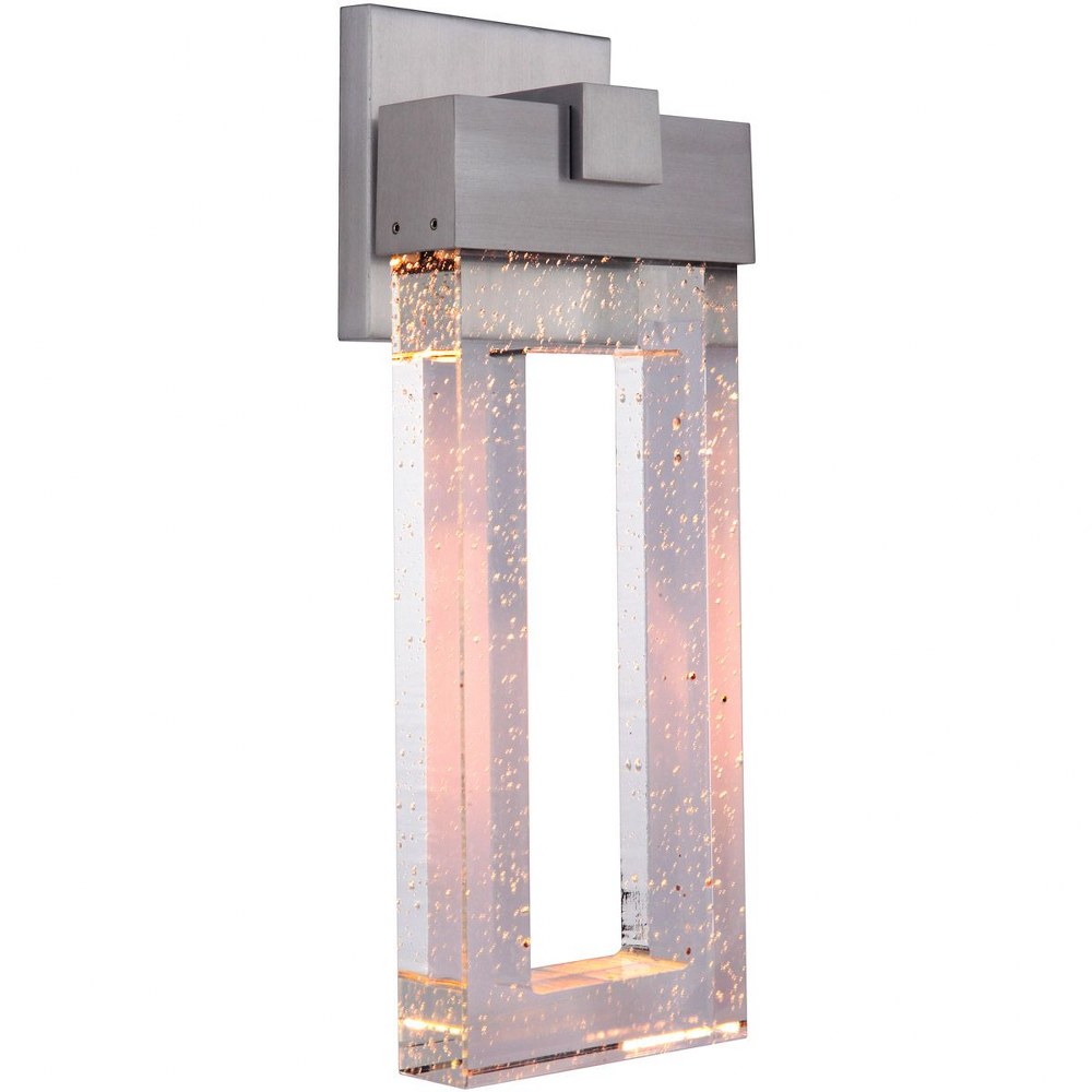 Craftmade Lighting-ZA1124-SA-LED-Cantrell - 12W 1 LED Outdoor Large Wall Lantern in Modern Style - 7.88 inches wide by 20.68 inches high   Satin Aluminum Finish with Clear Seeded Crystal