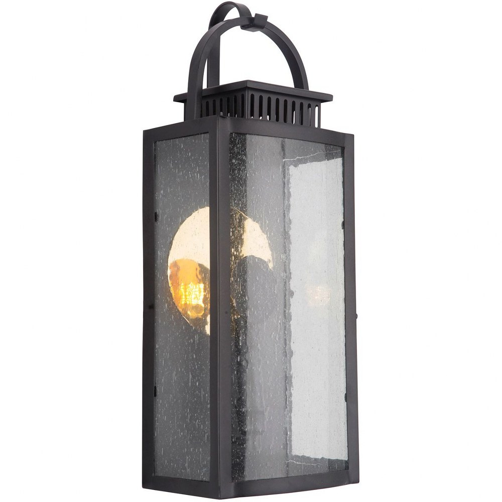 Craftmade Lighting-ZA1512-MN-LED-Hearth - 5W 1 LED Outdoor Medium Pocket Lantern in Traditional Style - 7.5 inches wide by 19.84 inches high   Midnight Finish with Clear Seeded Glass