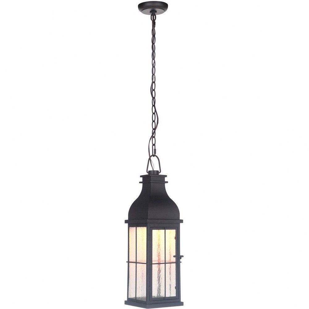 Craftmade Lighting-ZA1811-MN-LED-Vincent - 10W 1 LED Outdoor Medium Pendant in Traditional Style - 7 inches wide by 22.5 inches high   Midnight Finish with Clear Seeded Glass