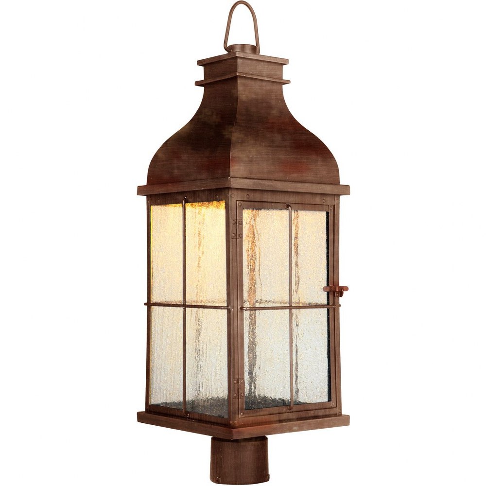 Craftmade Lighting-ZA1825-WC-LED-Vincent - 10W 1 LED Outdoor Large Post Lantern in Traditional Style - 9 inches wide by 26.75 inches high   Weathered Copper Finish with Clear Seeded Glass