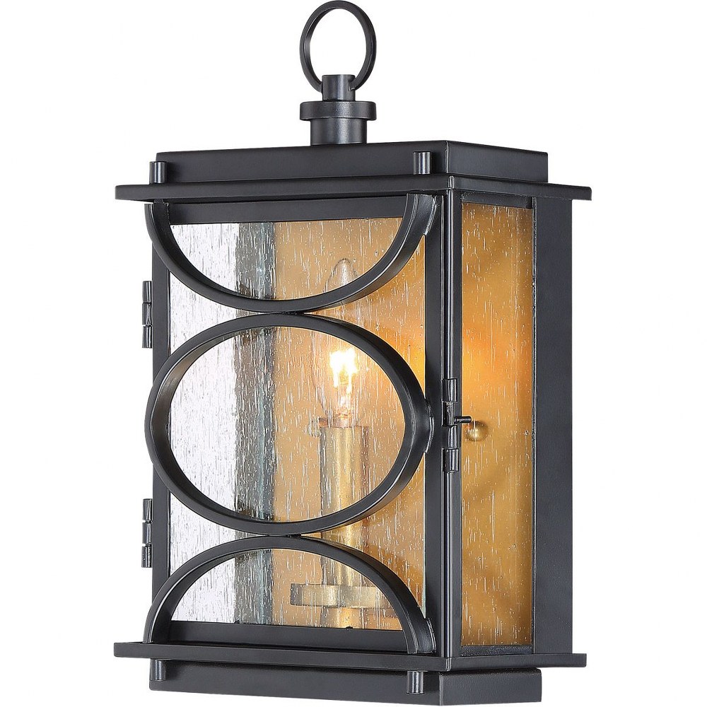 Craftmade Lighting-ZA1902-MNPAB-Outdoor Wall Lantern Traditional Steel Approved for Wet Locations in Traditional Style - 7.5 inches wide by 12.5 inches high   Midnight/Patina Aged Brass Finish with Cl