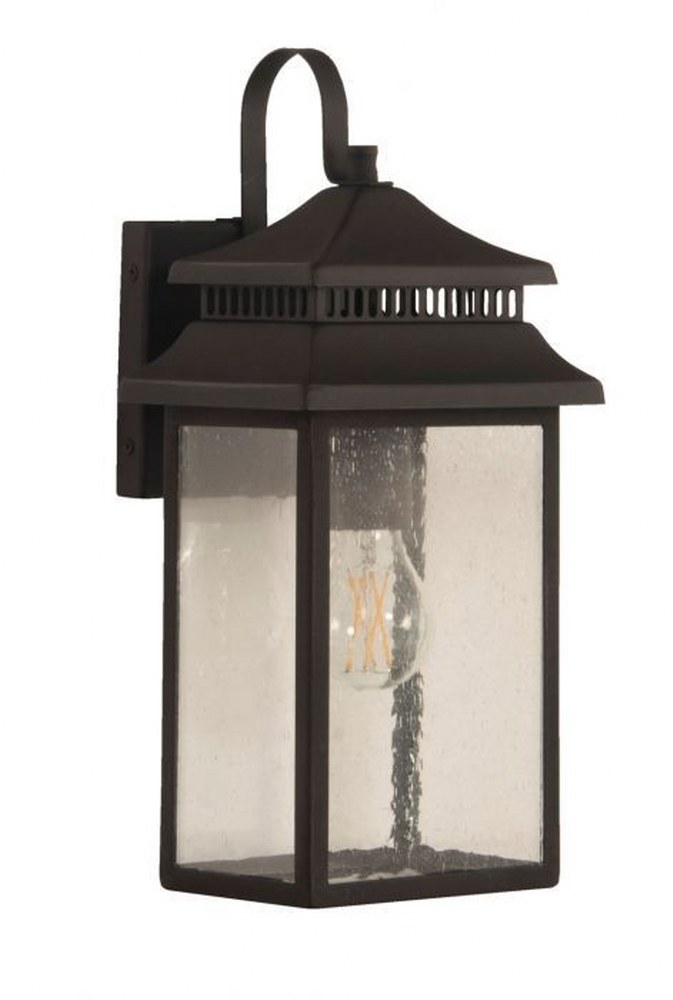 Craftmade Lighting-ZA3104-DBG-Crossbend - 1 Light Small Outdoor Wall Lantern in Transitional Style - 7 inches wide by 15.13 inches high Dark Bronze Gilded  Textured Matte Black Finish with Clear Seede