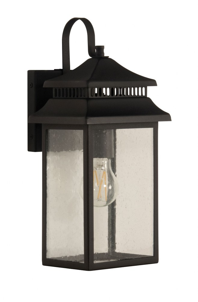 Craftmade Lighting-ZA3104-TB-Crossbend - 1 Light Small Outdoor Wall Lantern in Transitional Style - 7 inches wide by 15.13 inches high Textured Matte Black  Textured Matte Black Finish with Clear Seed