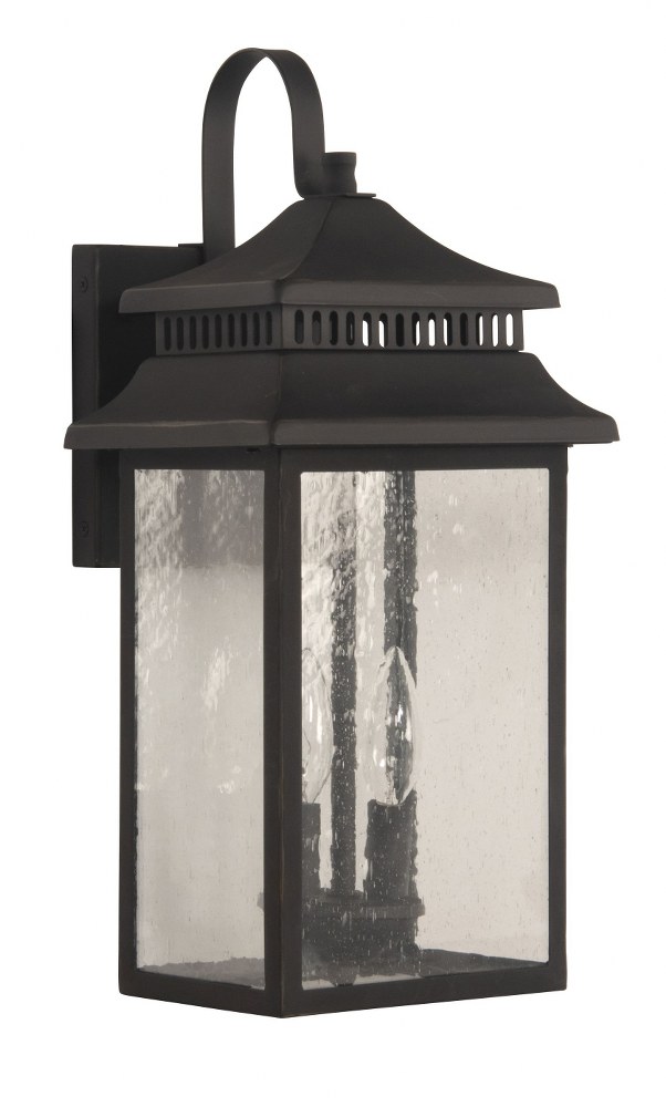 Craftmade Lighting-ZA3114-DBG-Crossbend - 2 Light Medium Outdoor Wall Lantern   Dark Bronze Gilded Finish with Clear Seeded Glass