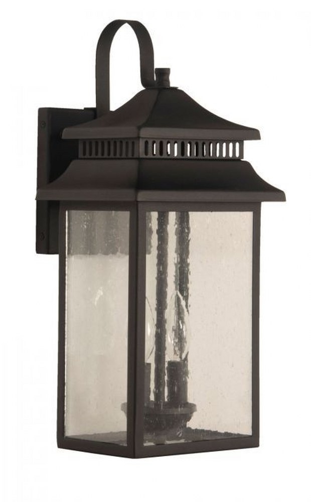 Craftmade Lighting-ZA3114-TB-Crossbend - 2 Light Medium Outdoor Wall Lantern Textured Matte Black  Textured Matte Black Finish with Clear Seeded Glass