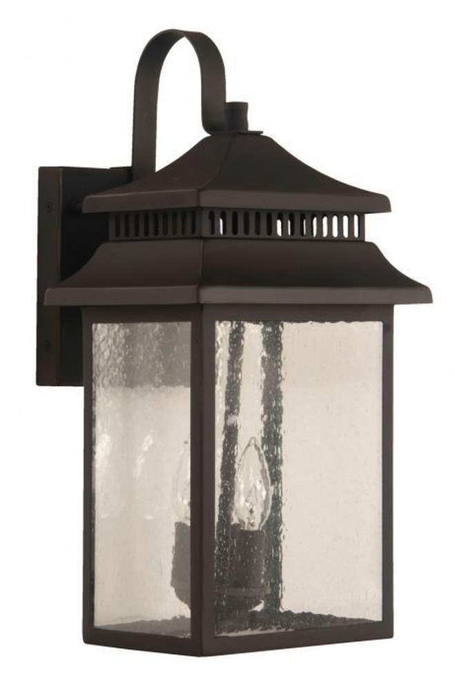 Craftmade Lighting-ZA3124-DBG-Crossbend - 3 Light Large Outdoor Wall Lantern in Transitional Style - 10 inches wide by 20 inches high   Dark Bronze Gilded Finish with Clear Seeded Glass