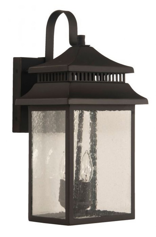 Craftmade Lighting-ZA3124-DBG-Crossbend - 3 Light Large Outdoor Wall Lantern in Transitional Style - 10 inches wide by 20 inches high Dark Bronze Gilded  Textured Matte Black Finish with Clear Seeded 