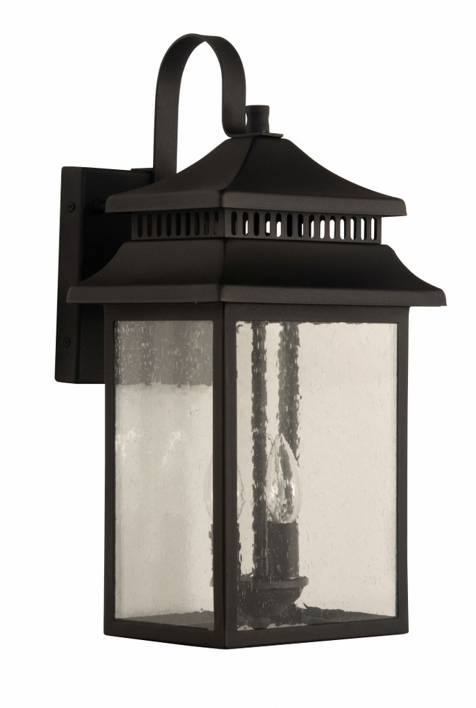 Craftmade Lighting-ZA3124-TB-Crossbend - 3 Light Large Outdoor Wall Lantern in Transitional Style - 10 inches wide by 20 inches high   Textured Matte Black Finish with Clear Seeded Glass