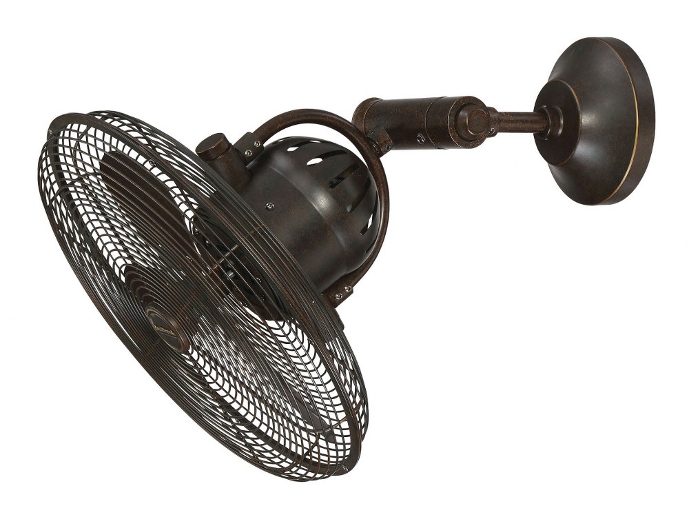 Craftmade Lighting-BW414AG3-Bellows IV - 14 Inch Cage Wall Fan with Adjustable Arm Aged Bronze Textured  Stainless Steel Finish