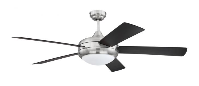Craftmade Lighting-CRO52BNK5-Cronus - 52 Inch 5 Blade Ceiling Fan with Light Kit and Handheld Control   Brushed Polished Nickel Finish with Flat Black Blade Finish with Matte Opal Glass