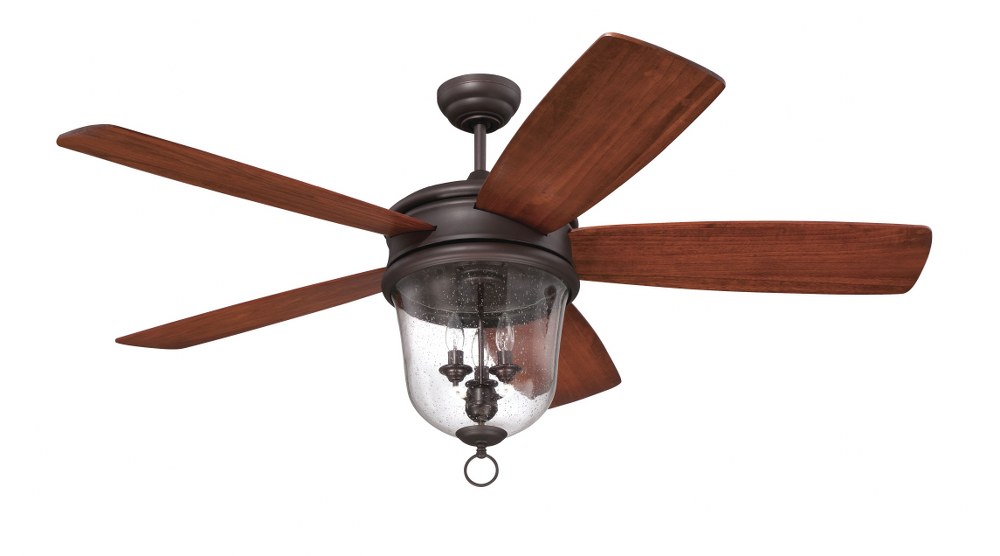 Craftmade Lighting-FB60OBG5-Fredericksburg - 60 Inch Ceiling Fan With Light Kit   Oiled Bronze Gilded Finish with Dark Walnut Blade Finish with Clear Seeded Glass