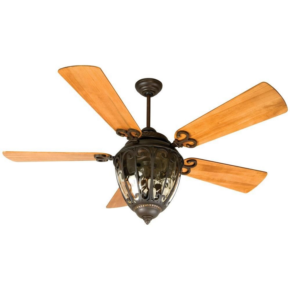 Craftmade Lighting-K10731-Olivier - 70 Inch Ceiling Fan with Light Kit   Aged Bronze Finish with Oak Blade Finish with Amber Tinted Glass