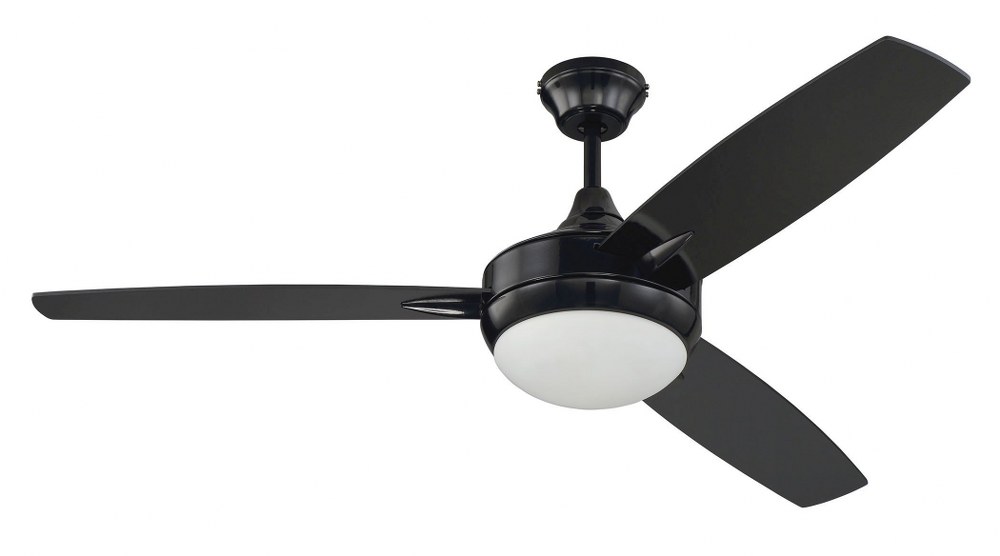 Craftmade Lighting-TG52GBK3-Targas - Ceiling Fan with Light Kit in Contemporary Style - 52 inches wide by 16.73 inches high Wall Mounted Control  Gloss Black Finish with Gloss Black Blades