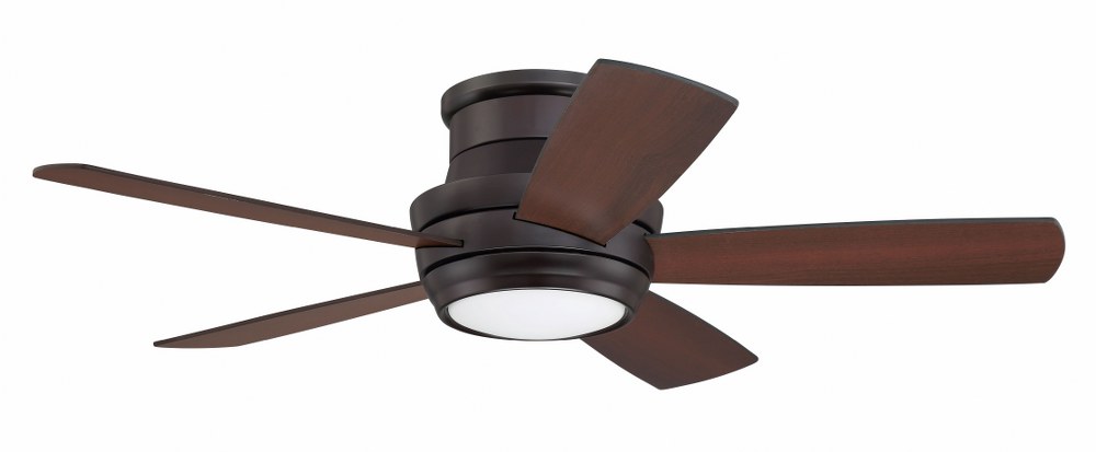 Craftmade Lighting-TMPH44OB5-Tempo Hugger - 44 Inch Ceiling Fan with Light Kit Oiled Bronze  White Finish with Matte White Glass