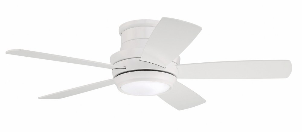 Craftmade Lighting-TMPH44W5-Tempo Hugger - 44 Inch Ceiling Fan with Light Kit   White Finish with Matte White Glass