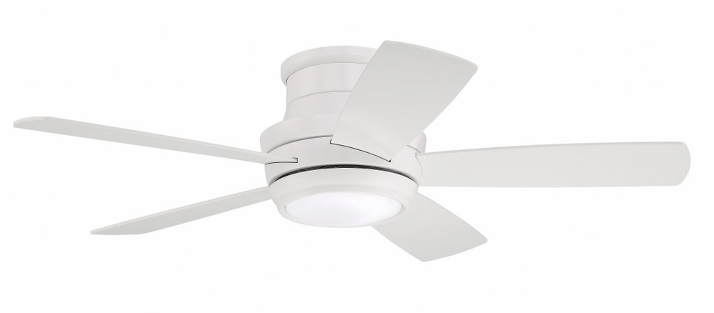 Craftmade Lighting-TMPH44W5-Tempo Hugger - 44 Inch Ceiling Fan with Light Kit White  White Finish with Matte White Glass