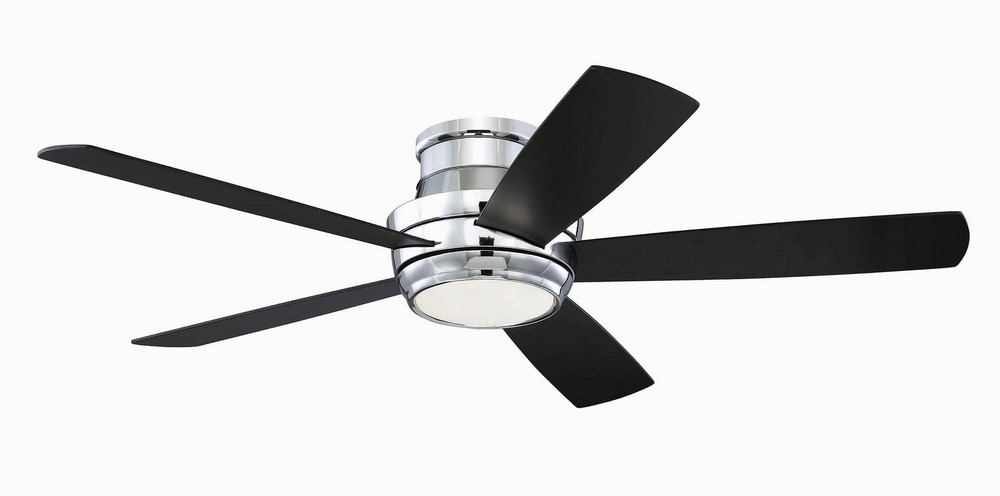 Craftmade Lighting-TMPH52CH5-Tempo Hugger - 52 Inch Ceiling Fan with Light Kit   Chrome Finish with Matte White Glass