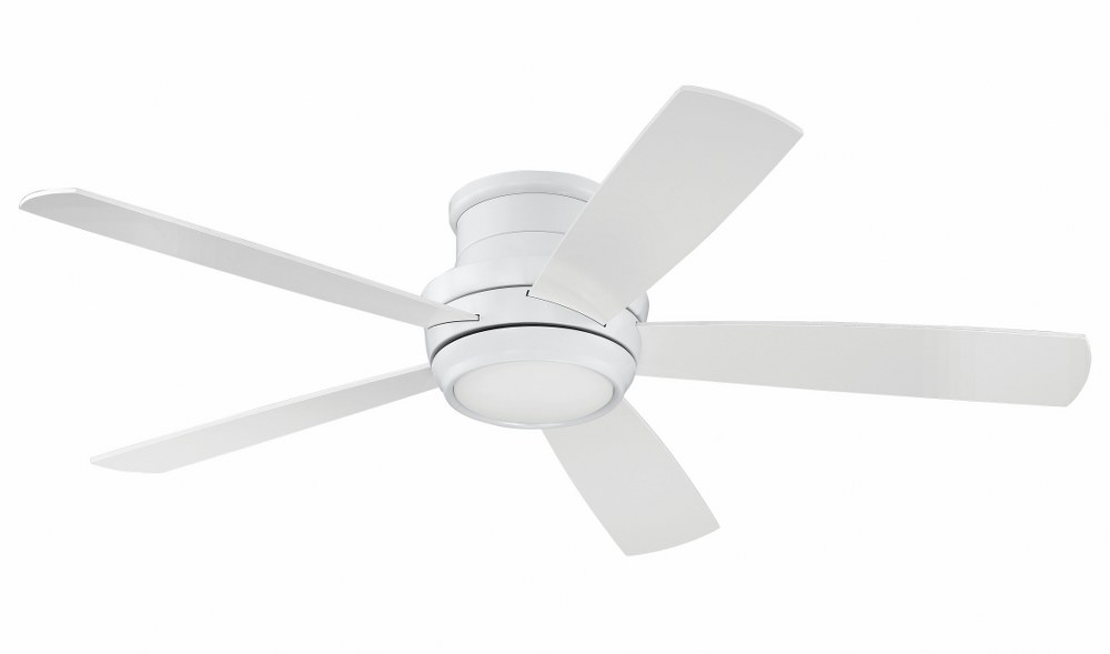 Craftmade Lighting-TMPH52W5-Tempo Hugger - 52 Inch Ceiling Fan with Light Kit   White Finish with Matte White Glass