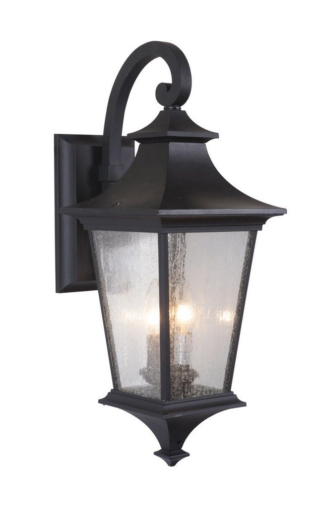 Craftmade Lighting-Z1364-MN-LED-Argent II - LED Outdoor Medium Wall Mount in Transitional Style - 8 inches wide by 20.8 inches high   Midnight Finish with Clear Seeded Glass