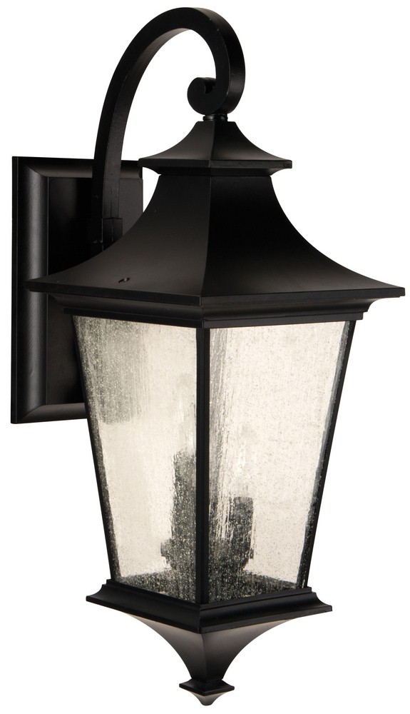 Craftmade Lighting-Z1374-MN-Argent II - Three Light Large Outdoor Wall Mount in Transitional Style - 10 inches wide by 25.81 inches high   Midnight Finish with Clear Seeded Glass