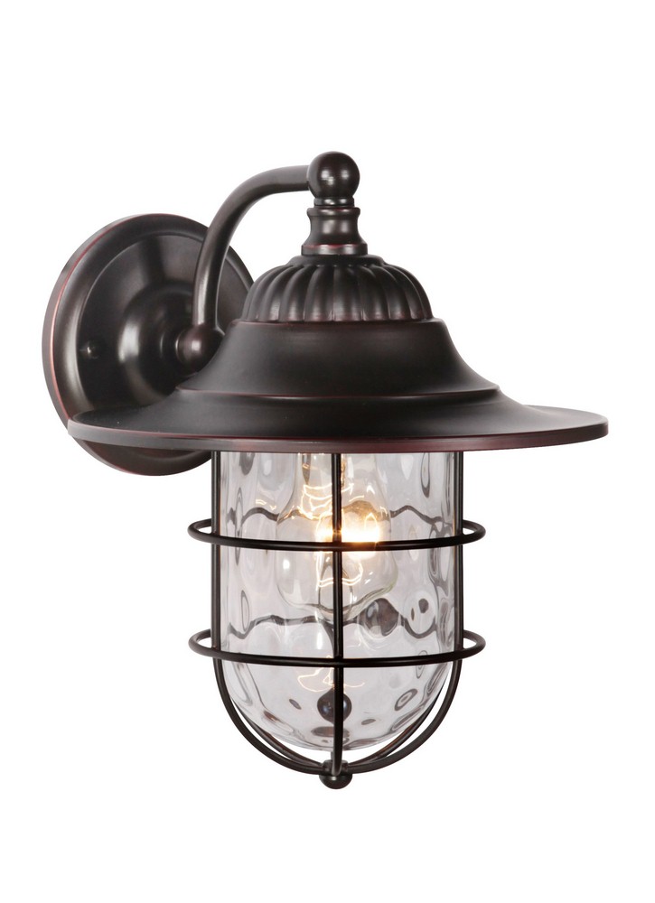 Craftmade Lighting-Z5804-OBG-Fairmount - One Light Outdoor Small Wall Mount in Traditional Style - 8 inches wide by 10.63 inches high   Oiled Bronze Gilded Finish with Clear Hammered Glass