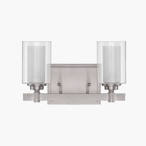 Craftmade Lighting-16712BNK2-Celeste 2 Light Bath Vanity   Brushed Satin Nickel Finish with Clear/Frosted Glass