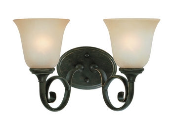 Craftmade Lighting-24202-MB-Barret Place 2 Light Light Vanity - 15 inches wide by 9.5 inches high   Mocha Bronze Finish with Etched Painted Glass