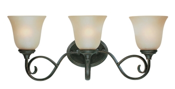 Craftmade Lighting-24203-MB-Barret Place 3 Light Light Vanity - 24 inches wide by 9.5 inches high   Mocha Bronze Finish with Etched Painted Glass