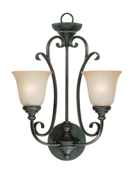 Craftmade Lighting-24222-MB-Barret Place - Two Light Wall Sconce   Mocha Bronze Finish with Etched Painted Glass