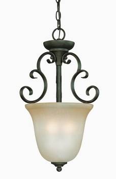 Craftmade Lighting-24223-MB-Barret Place - Three Light Inverted Pendant - 13 inches wide by 21 inches high   Mocha Bronze Finish with Etched Painted Glass