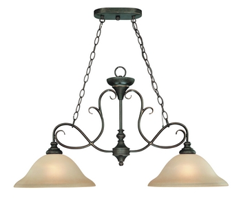 Craftmade Lighting-24232-MB-Barret Place - Two Light Island - 13 inches wide by 20 inches high   Mocha Bronze Finish with Etched Painted Glass