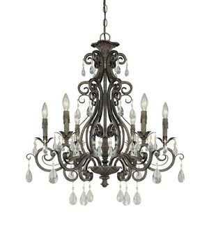 Craftmade Lighting-25626-FR-Englewood - Six Light Chandelier - 29 inches wide by 32 inches high Brushed Polished Nickel White Frosted French Roast Finish