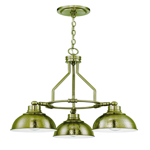 Craftmade Lighting-35923-LB-Timarron - Three Light Chandelier - 22 inches wide by 22 inches high Legacy Brass  Aged Bronze Finish with Hammered Metal Shade