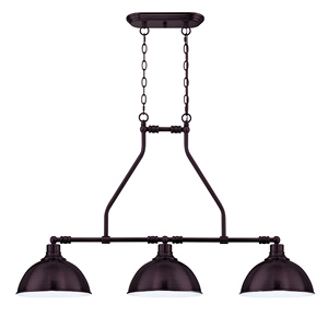 Craftmade Lighting-35973-ABZ-Timarron - Three Light Island   Aged Bronze Finish with Hammered Metal Shade