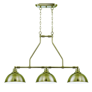 Craftmade Lighting-35973-LB-Timarron - Three Light Island - 11 inches wide by 24.75 inches high   Legacy Brass Finish with Hammered Metal Shade