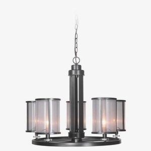 Craftmade Lighting-36725-MBK-Danbury - Five Light Chandelier - 28.5 inches wide by 22.13 inches high   Matte Black Finish with Organza-wrapped Acrylic Shade