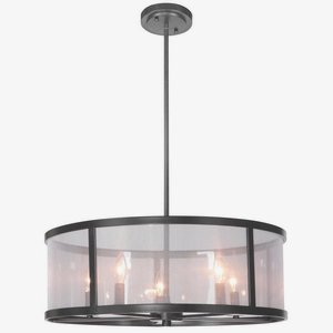 Craftmade Lighting-36795-MBK-Danbury - Five Light Pendant   Matte Black Finish with Organza-wrapped Acrylic Shade