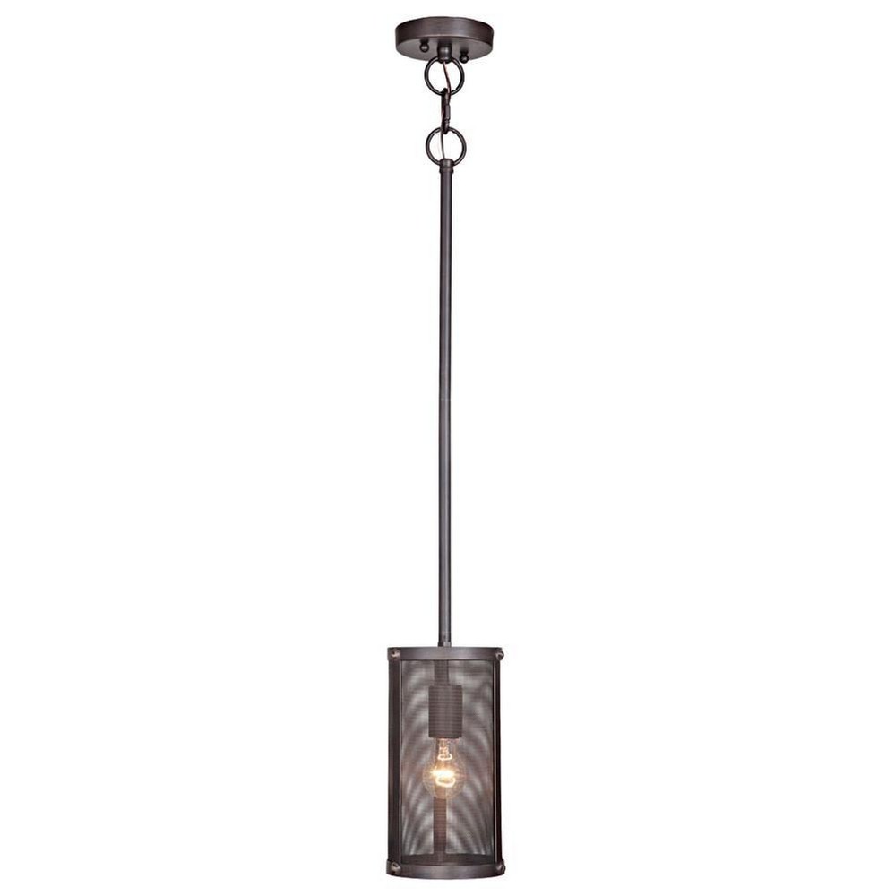 Craftmade Lighting-37191-MBKG-Blacksmith - One Light Mini Pendant - 6 inches wide by 66 inches high   Matte Black Gilded Finish with Metal Mesh Shade