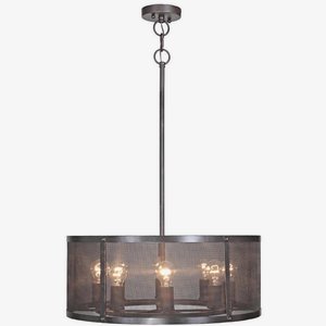 Craftmade Lighting-37198-MBKG-Blacksmith - Eight Light Pendant - 24.9 inches wide by 56.6 inches high   Matte Black Gilded Finish with Metal Mesh Shade