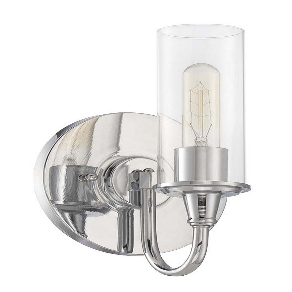 Craftmade Lighting-38061-CH-Modina - One Light Wall Sconce - 5.25 inches wide by 11.25 inches high Chrome  Espresso Finish with Clear Glass with  Crystal