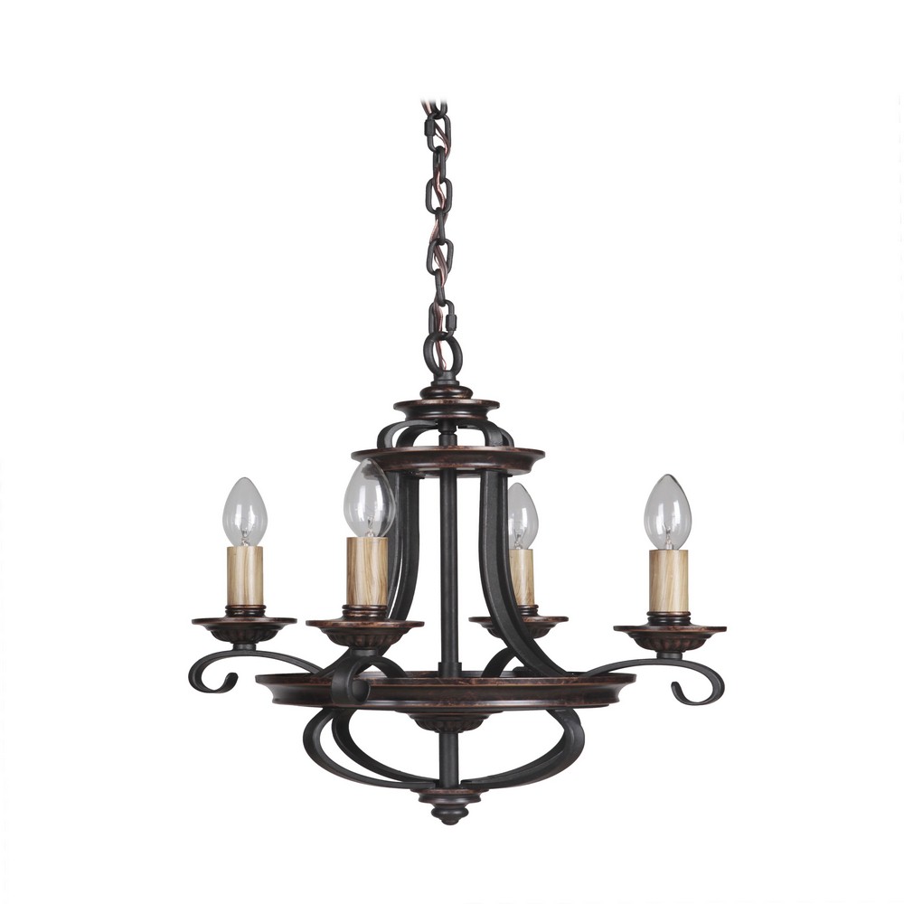 Craftmade Lighting-38724-AGTB-Stafford - Four Light Chandelier - 15 inches wide by 19.38 inches high   Aged Bronze/Textured Black Finish with  Crystal