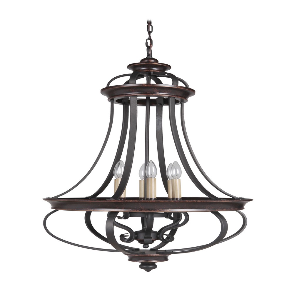 Craftmade Lighting-38736-AGTB-Stafford - Six Light Foyer - 23 inches wide by 38.75 inches high   Aged Bronze/Textured Black Finish with  Crystal