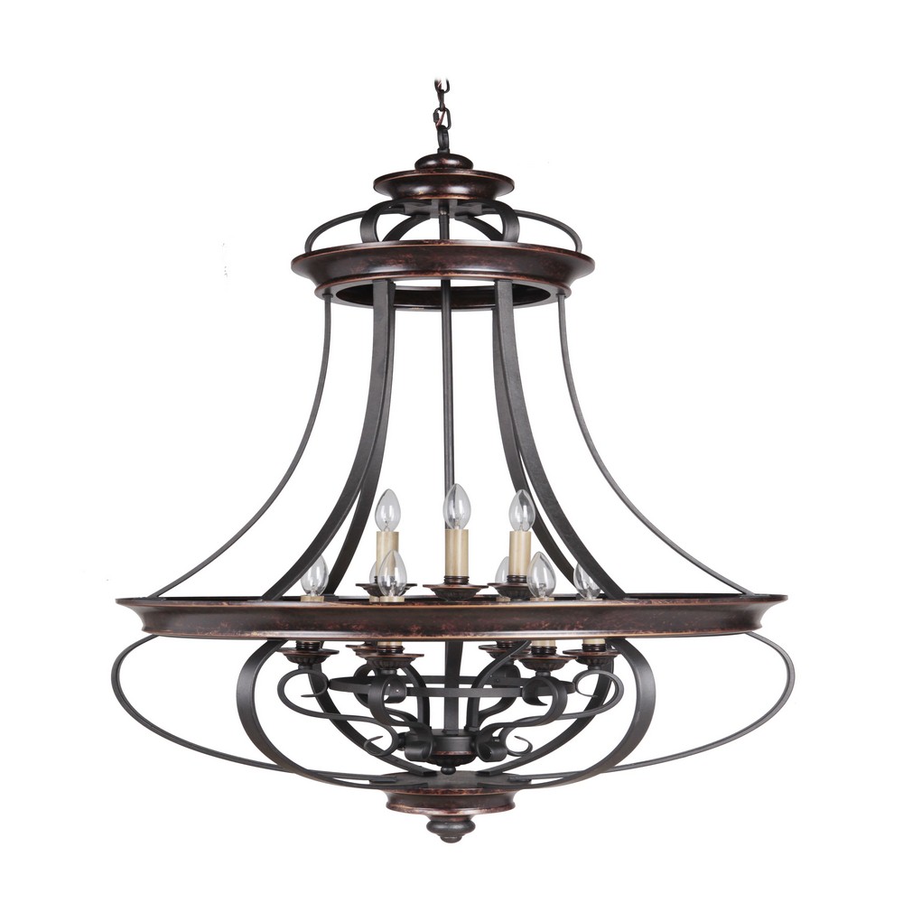 Craftmade Lighting-38739-AGTB-Stafford - Nine Light Foyer - 30.63 inches wide by 49.75 inches high   Aged Bronze/Textured Black Finish with  Crystal