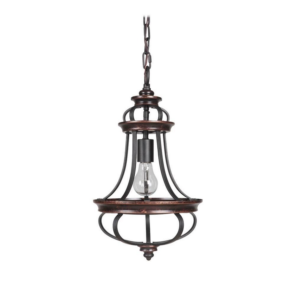 Craftmade Lighting-38791-AGTB-Stafford - One Light Mini Pendant - 10 inches wide by 16.38 inches high   Aged Bronze/Textured Black Finish with  Crystal