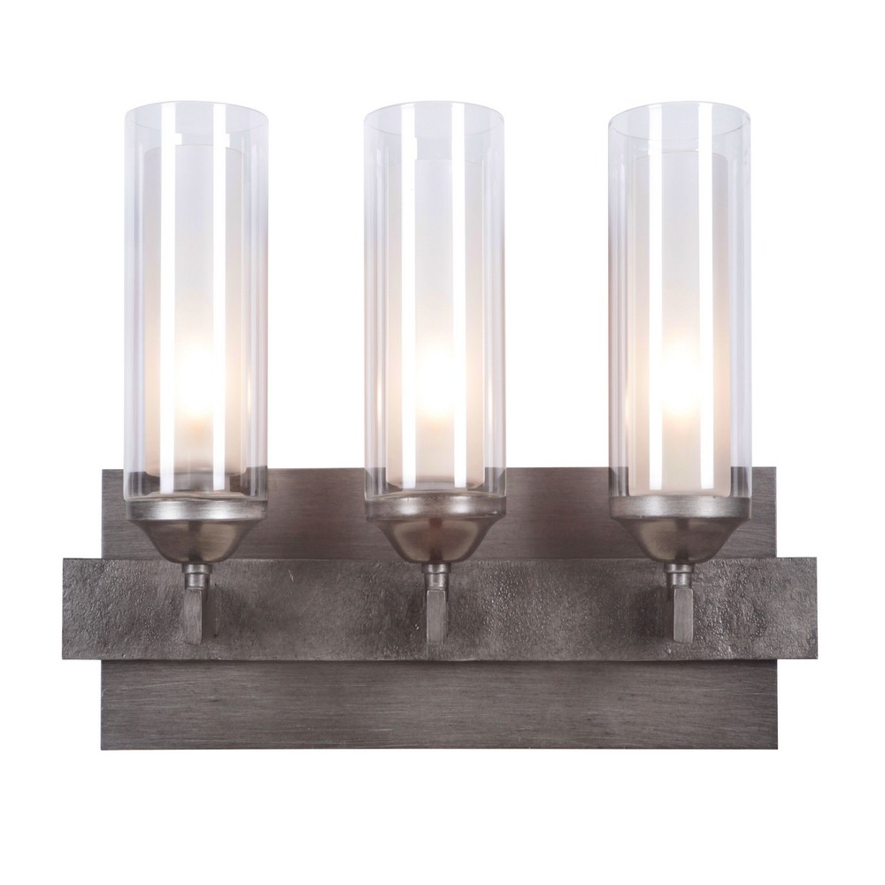 Craftmade Lighting-39303-NIVNI-Mod 3 Light Bath Vanity - 21.63 inches wide by 11.75 inches high   Natural Iron/Vintage Iron Finish with Clear/Etched Glass with  Crystal